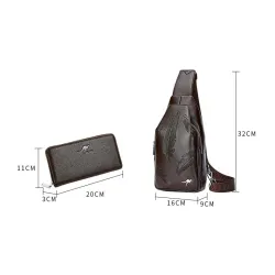 Bolsa de couro de crossbody na moda com padrão de folhas
