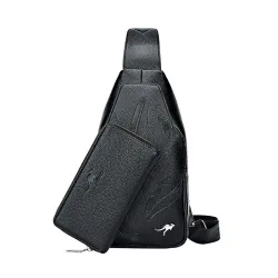 Modelig crossbody läderpåse med lövmönster