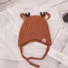 Vinterhatt med små renar horn & öron - stickad hatt för barn