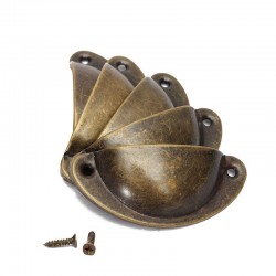Shell shaped furniture handles with screws - 8 pieces