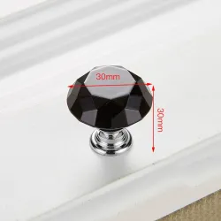 Furniture handles with screws - crystal knobs - 30mm - 5 pieces