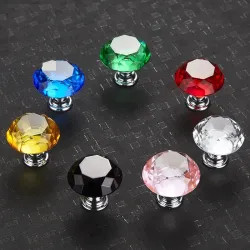 Furniture handles with screws - crystal knobs - 30mm - 5 pieces