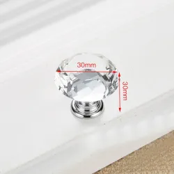 Möbelgriffe mit Schrauben - Kristallknöpfe - 30mm - 5 Stück