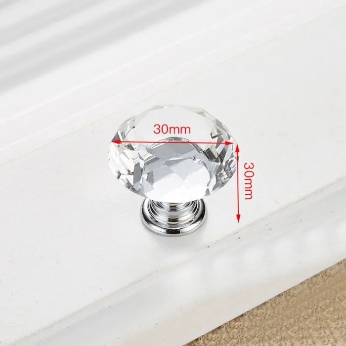 Möbelgriffe mit Schrauben - Kristallknöpfe - 30mm - 5 Stück