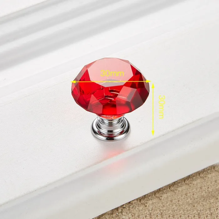 Furniture handles with screws - crystal knobs - 30mm - 5 pieces