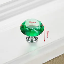 Furniture handles with screws - crystal knobs - 30mm - 5 pieces