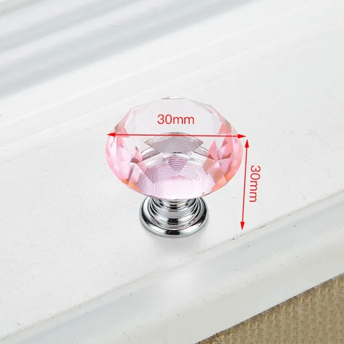 Furniture handles with screws - crystal knobs - 30mm - 5 pieces