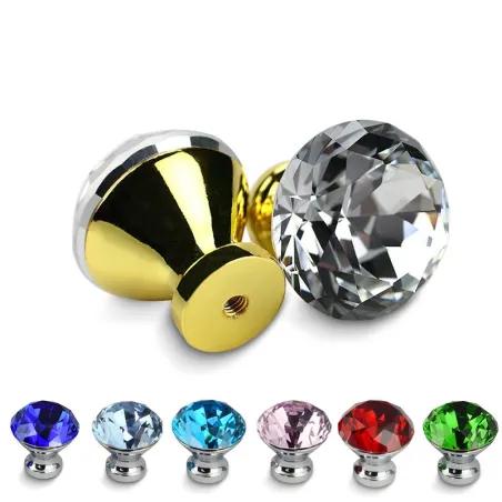 Furniture handles with screws - crystal knobs - 30mm - 5 pieces