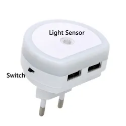Dual USB port lataus LED-yön valo - valon sensori